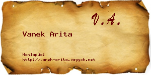 Vanek Arita névjegykártya